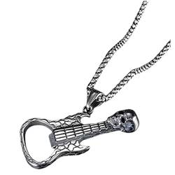 BESTYASH Gitarrenhalskette Wikinger-Halskette Schädelkette für Männer Mann Halskette Charm-Halskette flaschenöffner bescherung weihnachten Halsketten Vintage Halskette Halsschmuck von BESTYASH