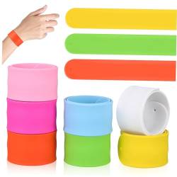 BESTonZON 36st Bunte Geflochtene Ringe Schlagbänder Weiß Ohrfeigenarmbänder Bunt Kinder-schnapparmband Schlagbänder Für Kinder Schlagarmbänder Für Die Party Slap-armbandband Kieselgel von BESTonZON