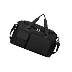 Turnbeutel, Reisetasche, Sporttasche mit Nasstasche, faltbar, für Herren und Damen, Reisen, Fitness, Barrel, Sport, Übernachtungstaschen für Fitnessstudio, Reisen, Schwimmen, Schwarz von BETUFIARY