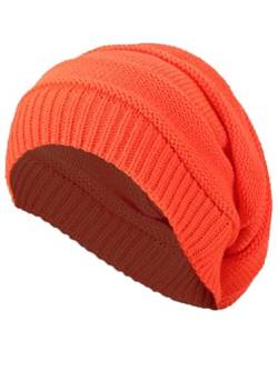 Damen Beanie Strick Wintermütze Orange von BEZLIT