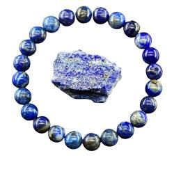 BGERRIT Naturstein Armband Damen, Natürliche Edelstein-Kristall-Armbänder Lapislazuli Reiki-Yoga-Armband, Mala-Meditationsarmbänder, Glücksbringer-Stretch-Armband Für Frauen Und Männer von BGERRIT