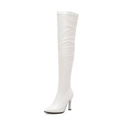 BGFCDFGV Sexy Fashion Women's Boots,Stiletto Boots,Knee-High Boots,Weiß,40 EU von BGFCDFGV