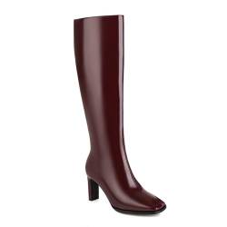 BGFCDFGV Womens Knee High Boots Women's Boots with Side Zippers Women's Square-Toe Boots,Rot,44 EU von BGFCDFGV