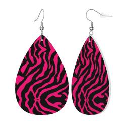 Zebra Tiger Leopard Rosa Leichte Kunstleder Teardrop Ohrringe Charmante Accessoires Ohrringe für Frauen Teardrop Ohrringe Geeignet für alle Gelegenheiten, Einheitsgröße, Kunstleder von BGHEWRT