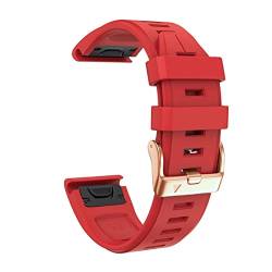 BHOLSA 20 mm Quick-Fit-Armband aus weichem Silikon für Garmin Fenix ​​7S/5S Plus/6S/5S/Instinct 2S/D2, mit roségoldener Schnalle, Silikon-Schnellersatz-Armbänder(Red,Fenix 5S 5S Plus) von BHOLSA