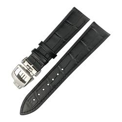 BHOLSA 20mm 21mm 22mm Hohe Qualität Echtes Leder Uhrenarmband Fit für Jaeger Lecoultre Master Moonphase Schwarz Blau Braun Rindslederband(Black,22mm) von BHOLSA