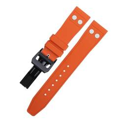 BHOLSA 21 mm naturfarbenes Fluorkautschuk-FKM-Gummi mit Nietenarmband für IWC Big Pilot Mark Portugieser Weiches Armband(Orange2,20MM) von BHOLSA