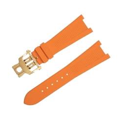 BHOLSA 25-12mm FKM Fluorkautschuk Uhrenarmbänder Zubehör für Patek Philippe Armband für Nautilus Armband 5711/5712 Original Interface Armband(Orange) von BHOLSA