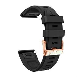 BHOLSA Für Garmin Fenix ​​7S/5S Plus/6S/5S/Instinct 2S/D2, 20 mm Quick-Fit-Armband aus weichem Silikon mit roségoldener Schnalle, schnelle Ersatz-Handgelenkbänder aus Silikon(Black,Instinct 2S) von BHOLSA