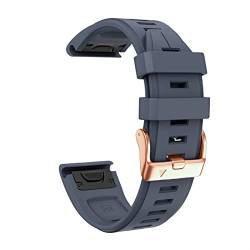 BHOLSA Für Garmin Fenix ​​7S/5S Plus/6S/5S/Instinct 2S/D2, 20 mm Quick-Fit-Armband aus weichem Silikon mit roségoldener Schnalle, schnelle Ersatz-Handgelenkbänder aus Silikon(Navy,20mm) von BHOLSA