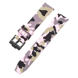 BHOLSA Für Omega Swatch MoonSwatch Curved End Silikon Gummi Armband Männer Frauen Sport Uhr Band Zubehör 20mm(Camo pink02) von BHOLSA