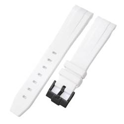 BHOLSA Für Omega Swatch MoonSwatch Curved End Silikon Gummi Armband Männer Frauen Sport Uhr Band Zubehör 20mm(White02) von BHOLSA