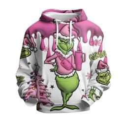 BHXUTK Weihnachtspullover Herren und Damen Weihnachten Christmas Hoodies Lustige Kreative 3D Pullover Sweatshirt für Jungen Mädchen Langarm Hoodie Kordelzug Sweatshirt Pullover Kapuzenpullover von BHXUTK