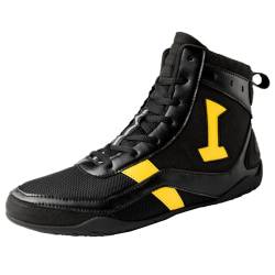 Professionelle Wrestling-Schuhe für Erwachsene und Jugendliche,Outdoor-Boxschuhe für Damen Atmungsaktiv,Trainings-Boxschuhe für Herren mit Hoher Stützkraft Verstellbarer Verschluss(Black,35 EU) von BIAJIAZHUA
