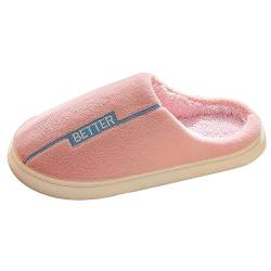 BIBOKAOKE Hausschuhe Damen Plüsch Pantoffeln Plüsch Gefüttert Pantoletten Memory Foam Slippers Bequeme Schlappen Flauschig Filzpantoffeln Rutschfest Hauspatschen Wärme Hüttenschuhe Hallenschuhe von BIBOKAOKE