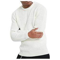 BIBOKAOKE Herren Strickpullover Vertikale Streifen Feinstrick Sweater Einfarbig Rundhals Pullover Lässiger Soft Schlanker Sweatshirt Herbst Winter Warm Langarmshirt Pulli Oberteile von BIBOKAOKE