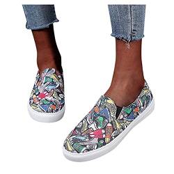 BIBOKAOKE Schuhe Damen Sneaker Bunt Leopard Plateau Sneaker Low-Top Segelschuhe Turnschuhe Slip-On Stoffschuhe Frauen Canvas Sneaker Klassische Damenschuhe Einzelschuhe Freizeitschuhe von BIBOKAOKE