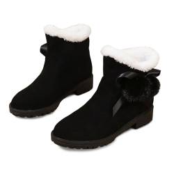 BIBOKAOKE Stiefeletten Damen mit Absatz rutschfest Stiefeletten Modische Kurzstiefel Ankle Boots Warm Winterstiefel Bequem Winterschuhe Gefüttert Klassische Damenstiefel Langlebig Damenschuhe von BIBOKAOKE