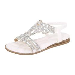 Damen Sandalen Sommer Sandaletten Elegant Römersandalen Peep Toe Sommerschuhe Atmungsaktiv Plateausandalen Rutschfest Strandsandalen Mit Fussbett Riemchensandalen Bequem Freizeitsandale von BIBOKAOKE