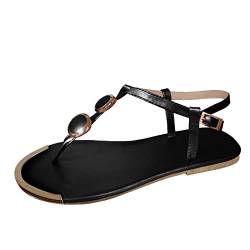 Sandalen Damen Sandaletten, Sandalen Damen Sommer Flach Sandaletten Peep Toe Sommerschuhe Bequem Römersandalen Orthopädische Sandalen Atmungsaktiv Riemchensandalen Elegant Strandsandalen von BIBOKAOKE