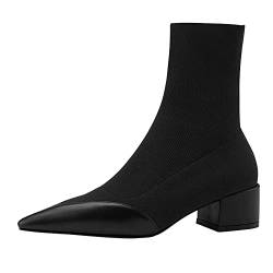 Stiefeletten Damen Retro Stiefel Damen Lässig Winterschuhe Damen Bestickte Winterstiefel Damen Reißverschluss Stiefeletten Glattleder Kurzstiefel Bequem Mittelhohe Stiefel Langlebig Ankle Boots von BIBOKAOKE