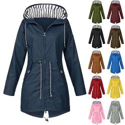 BIEDONGDA Regenmantel-Damen mit Kapuze und Reißverschluss, Leichte Winddichte Übergangsjacke Regenmantel-Outdoor-Jacke für Reisen und Camping von BIEDONGDA