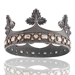 BIEMBI Haarschmuck Krone Tiaras für Frauen Barock König/Königin schwarzes Blatt mit Strass große Krone Party Haarschmuck von BIEMBI