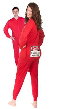 BIG FEET PAJAMA CO. Strampler Rot Red Onesie mit lustigen hinteren Klappe Blast Area für Männer und Frauen… von BIG FEET PAJAMA CO.