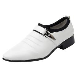 Anzugschuhe Herren Weiß Smokingschuhe Loafers Businessschuhe Herrenschuhe Derby Oxford Hochzeit Schuhe Schnürschuh Lederschuhe Formal Shoes Klassischer Lackschuhe Arbeit von BIISDOST