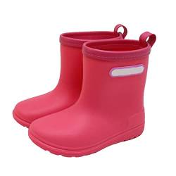 BIISDOST Baby Kinder Easy On Regenschuhe Stiefel für kurze Regenstiefel Leichte Schuhe für regnerische Tage Winterschuhe 28 Mädchen (Red, 25 Toddler) von BIISDOST