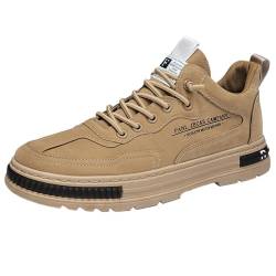 BIISDOST Freizeitschuhe Herren Sportlich Leder, Sneaker Wasserdicht Atmungsaktiv Sportschuhe Weich Leicht Wanderschuhe Solid Color Joggingschuhe Fitnessschuhe Bequeme Halbschuhe Formale von BIISDOST