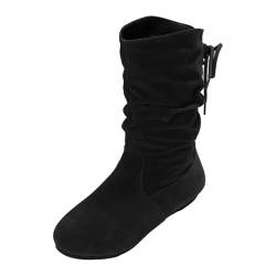 BIISDOST Halbstiefel Damen Mit Absatz, Damenstiefel Klassische Short Ankle Boots Komfort Winterstiefel OberfläChe Aus Wildleder Modische Zehenstiefel Warme Enge Slip On Halbstiefel von BIISDOST