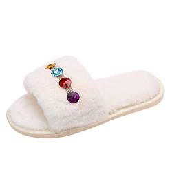 BIISDOST Hausschuhe Damen Winter Filz Haushaltsschuhe Schlafzimmer Winter Slippers FüR Den Innenbereich Schlappen Leicht Bequeme Hausschlappen Kunstfell Hauslatschen Classic Unisex Flache von BIISDOST