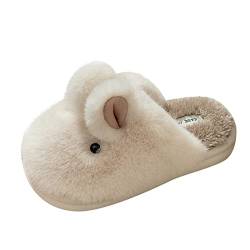 BIISDOST Hausschuhe Damen Winter Lammfell Filzhausschuhe Weiche Sohle Hauspantoffeln Muster Slippers Bequeme Hauspatschen Slip on Niedlich Gästehausschuhe Komfort Hallenschuhe Flauschige von BIISDOST