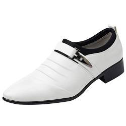 BIISDOST Hochzeitsschuhe Herren Weiß Lederschuhe Klassischer Halbschuh Lackleder Brogue Schuhe Hochzeit Derby Leder Synthetik Smokingschuh Abschlussball Businessschuhe Formale Anlässe Geschenke von BIISDOST