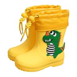 BIISDOST Klassische wasserdichte Regenstiefel PVC Gummi Wasserschuhe Regenstiefel Baby Schuhe Boots Kinder 35 (Yellow, 27 Toddler) von BIISDOST