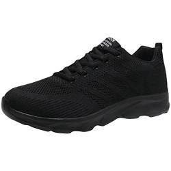 BIISDOST Laufschuhe Damen Schwarz Freizeitschuhe Leicht Hallenschuhe Trainer Outdoorschuhe Casual Joggingschuhe Dämpfung Fitnessschuhe Plattform Laufschuhe Anti-Slip Wanderschuhe Hallenschuhe von BIISDOST