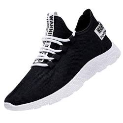 BIISDOST Laufschuhe Herren Schwarz Runner Sneaker Dicker Boden Weich Runner Sneaker Dicker Boden Weich Wanderhalbschuhe Plateau Atmungsaktiv StraßEnlaufschuhe Dauerhaft Ultra-Bequemer von BIISDOST