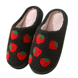 BIISDOST PlüSch Hausschuhe Damen Filzhausschuhe Weiche Sohle Hauspantoffeln Muster Slippers Bequeme Hauspatschen Slip On Niedlich GäStehausschuhe Pantoffeln Komfort Hallenschuhe Flauschige von BIISDOST