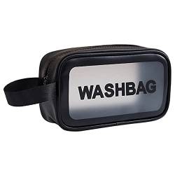 BIISDOST S-Sets Waschbeutel mit für Reisen Make-up-Taschen multifunktionale wasserdichte PVC-Aufbewahrungstasche Taschen Ventilatoren (Black, One Size) von BIISDOST