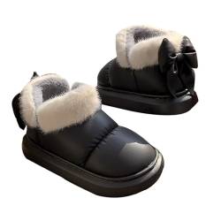 BIISDOST wasserdichte Winterschuhe Damen Hausschuhe Leder Vorne Geschlossen Pantoffeln PlüSch Winterstiefel GefüTtert Stiefel Weiche rutschfest Winter Gummistiefel Plattform Stiefeletten von BIISDOST