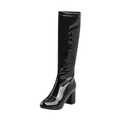 BIISDOST Winterstiefel Damen Wasserdicht 38 Langschaftstiefel Komfort Damenstiefel Warm Hoch Boots Weiche Sohle Schlupfstiefel Klassische Hochhackige Lässige Freizeitstiefel Bequeme Elegant von BIISDOST