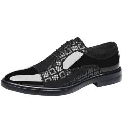 Business Schuhe Herren Braun Klassischer Business Halbschuh aus Leder Hochzeit Lackleder Schnürschuh Lederschuhe Formal Shoes Lackschuhe Smokingschuhe Loafers Herrenschuhe Dicke Sohle von BIISDOST