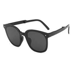 Trendige Sonnenbrille für Damen und Herren, polarisierte, faltbare, runde, schicke Retro-Sonnenbrille Damen Brillen (Black, One Size) von BIISDOST