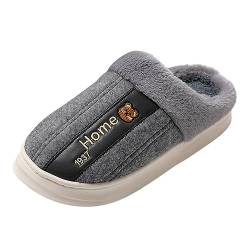 Hausschuhe Herren Haus Hausschuhe Herren Winter Warm Hausschuhe Herren Bequem Hausschuhe Herren rutschfest Hausschuhe Gefüttert Herren Weich Pantoletten und Clogs Herren Slippers Damen Unisex, grau, von BIKETAFUWY