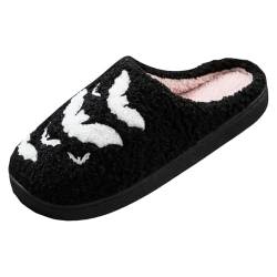 Hausschuhe für Herren, Halloween, bedruckt, Hausschuhe, Damen, Winter, warm, Hausschuhe, Damen, bequem, Hausschuhe, Damen, bequem, Hausschuhe, Herren, Slipper, rutschfest, Unisex, Schwarz, 41 EU von BIKETAFUWY