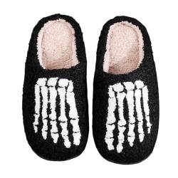 Herren Halloween Bedruckte Hausschuhe Damen Winter Warme Hausschuhe Bequeme Hausschuhe Mann Hausschuhe Mann Hausschuhe Frau Komfort Slippers Slippers Slippers rutschfeste Unisex, Schwarz , 39 EU von BIKETAFUWY