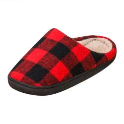 Pantoffeln Damen Winter Warm Hausschuhe Herren Hausschuhe Home Weihnachten Hausschuhe Damen Bequeme Weihnachts-Hausschuhe Herren Hausschuhe rutschfest Hausschuhe Baby Schuhe Unisex Erwachsene Rot 39 von BIKETAFUWY