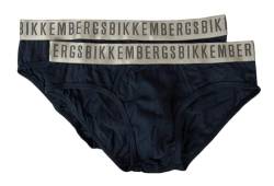 BIKKEMBERGS Herren-Slips, 2er-Pack, sichtbare, elastische, elastische Baumwoll-Unterwäsche, Artikel BKK1USP11BI, Doppelpack-Slips, Navy, L von BIKKEMBERGS