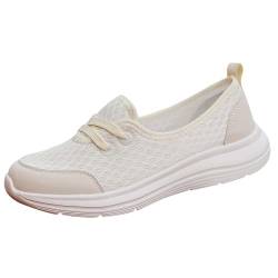 BILIKEYU Damen Sportschuhe Bequeme Orthopädische Freizeitschuhe Atmungsaktive rutschfeste Schnürer Sneakers Leichte Walkingschuhe Trendy Yoga Workout Gehen Schuhe gr 36 Weiß von BILIKEYU